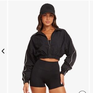 Crop Shop Boutique (CSB) Cropped Windbreaker Jacket in Black